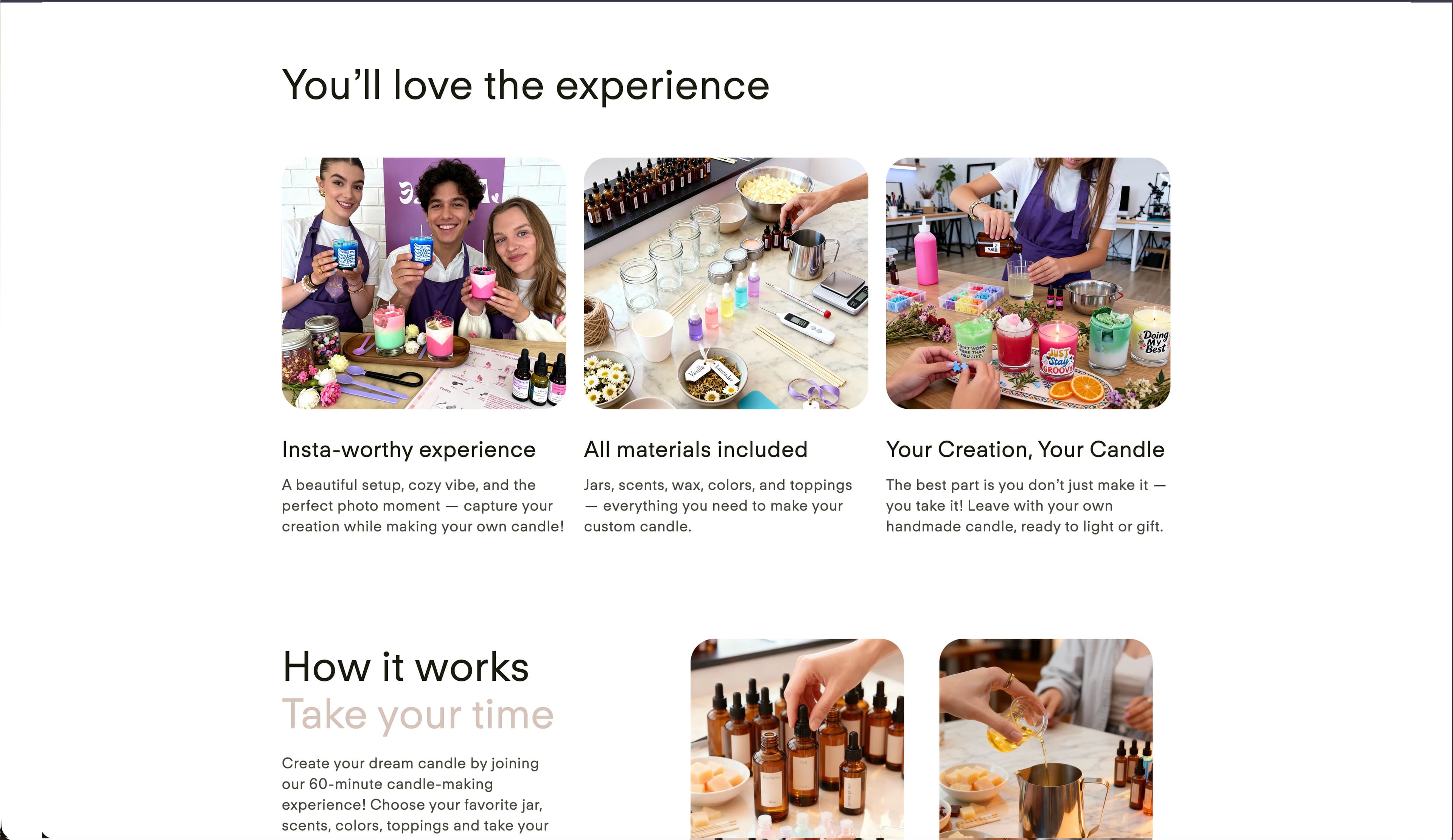 Gift cards and group booking page