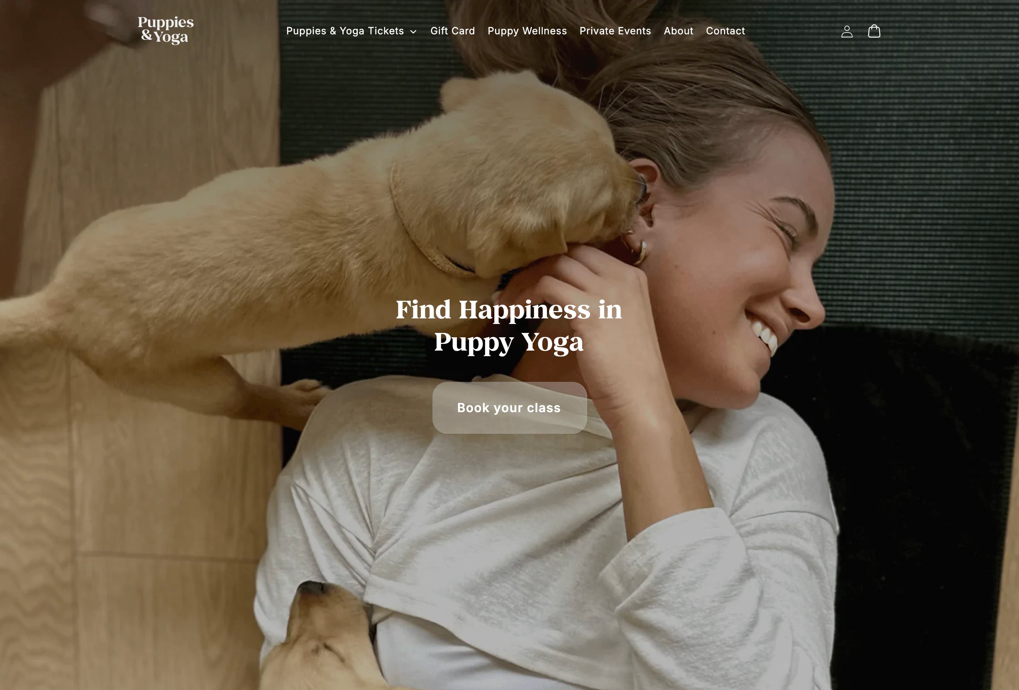 Puppies & Yoga website overview